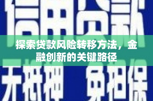 秭归探索贷款风险转移方法，金融创新的关键路径